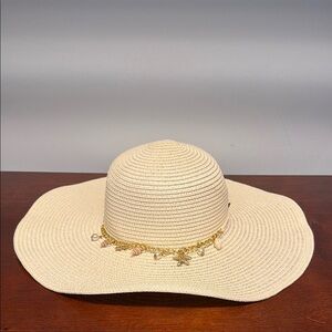 Elegant Cream Sun Hat with Gold Accents